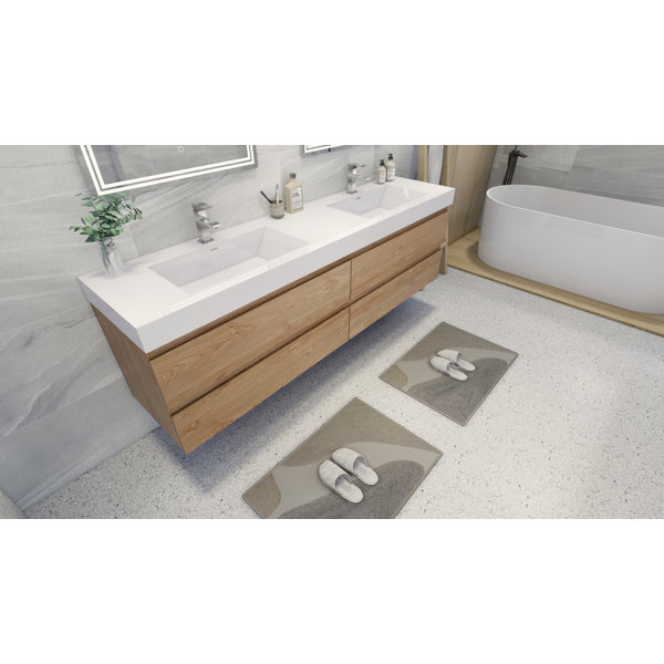 Latitude Run® Carnley 84" WallMounted Double Bathroom Vanity Set